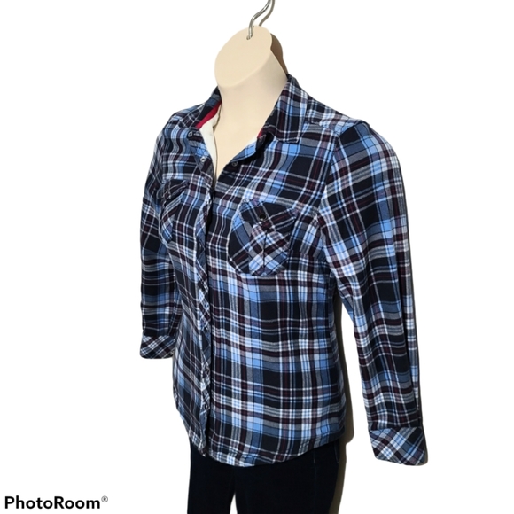 Lady Hathaway Plaid Button Down Flannel Sweater * - Picture 4 of 10